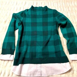 Isaac Mizrahi Twofer mock neck shirttail hem sweater top